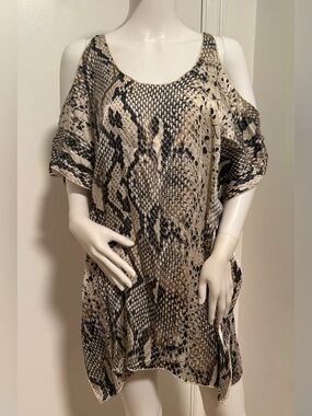 Vintage Blu Moon Snake Print Cold-Shoulder Tunic Dress size 1 (S)